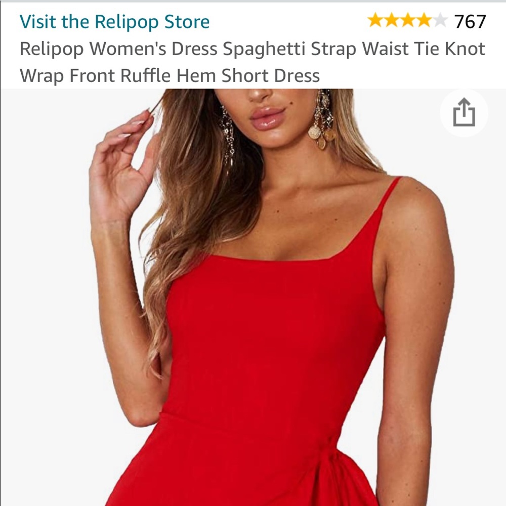Red Ruffle Wrap Dress - Picture 2 of 4